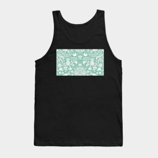 colorful orange tree and palm garden damask on mint | repeat pattern Tank Top